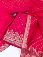 Booti Work Art Silk Unstitched Suit Piece With Dupatta